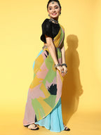 Tikhi Imli Abstract Poly Georgette Saree Border | Grocsy