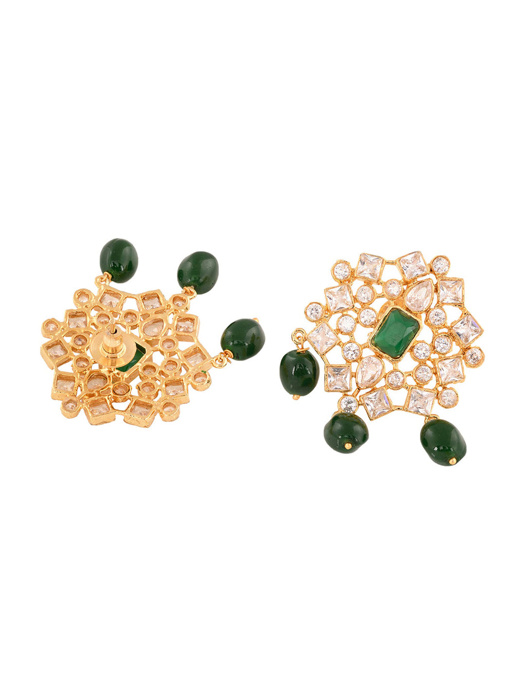 Saraf RS Jewellery Gold-Polished White & Green American Diamond Studded Choker Jewellery Set | Grocsy