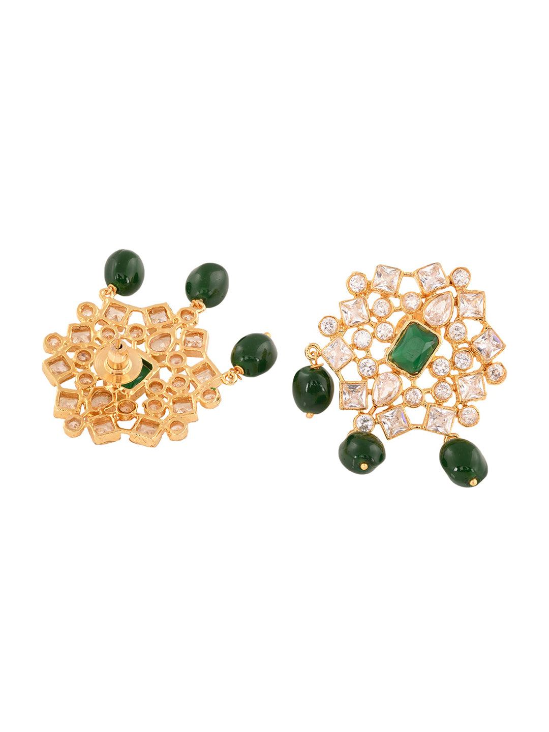 Saraf RS Jewellery Gold-Polished White & Green American Diamond Studded Choker Jewellery Set | Grocsy