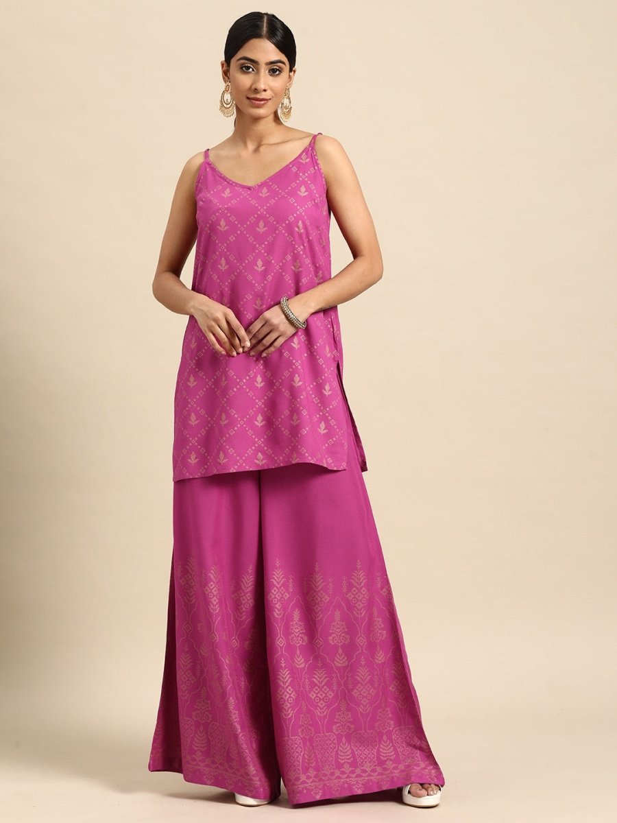 All About You Foil Printed Regular Kurta with Palazzos | Grocsy