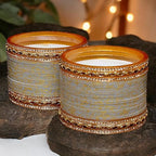 Tehzeeb Creations Bridal Bangle set Wedding Punjabi chuda Designer chura CZ Stone with Kundan Stone Grey Color choora | Grocsy