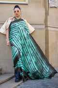 Monjolika Fashion Satin Turquoise Printed Trendy Saree | Grocsy