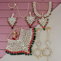 Tehzeeb Creations Traditional Gold-Polished Designer Multi Color Dulhan Choker Kundan Bridal Set | Grocsy