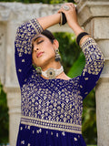 Monjolika Fashion Navy Blue Color Georgette Sequins Work Palazzo Salwar Suit | Grocsy