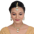 Tehzeeb Creations Back Meenakari Gold-Polished White Color Tika Earring Jewellery Set Uncut Kundan Big Faux Kundan Dibbi Kundan Choker Necklace Set | Grocsy