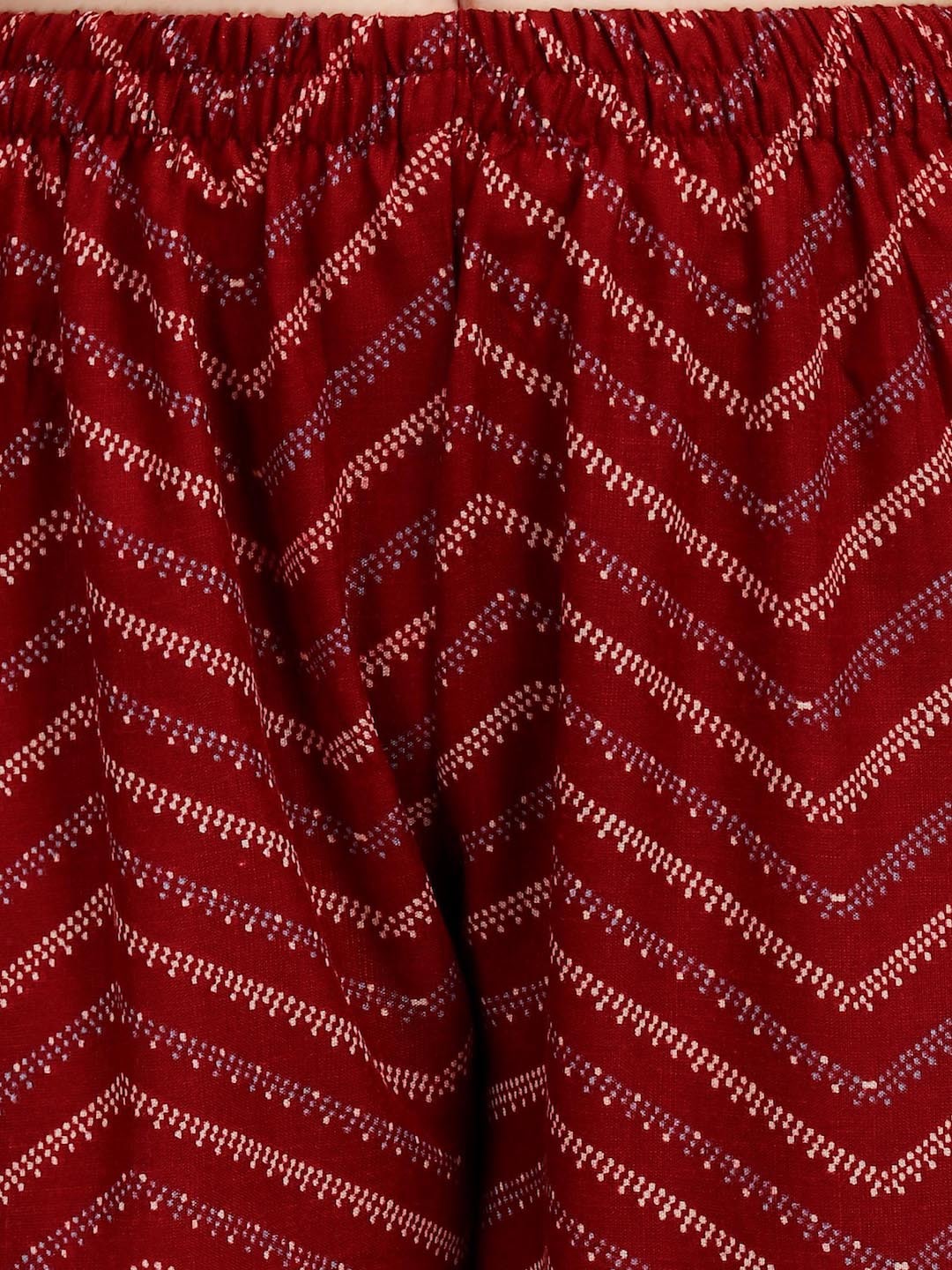 HERE&NOW Geometric Printed Pure Cotton Kurta With Trousers & Dupatta | Grocsy