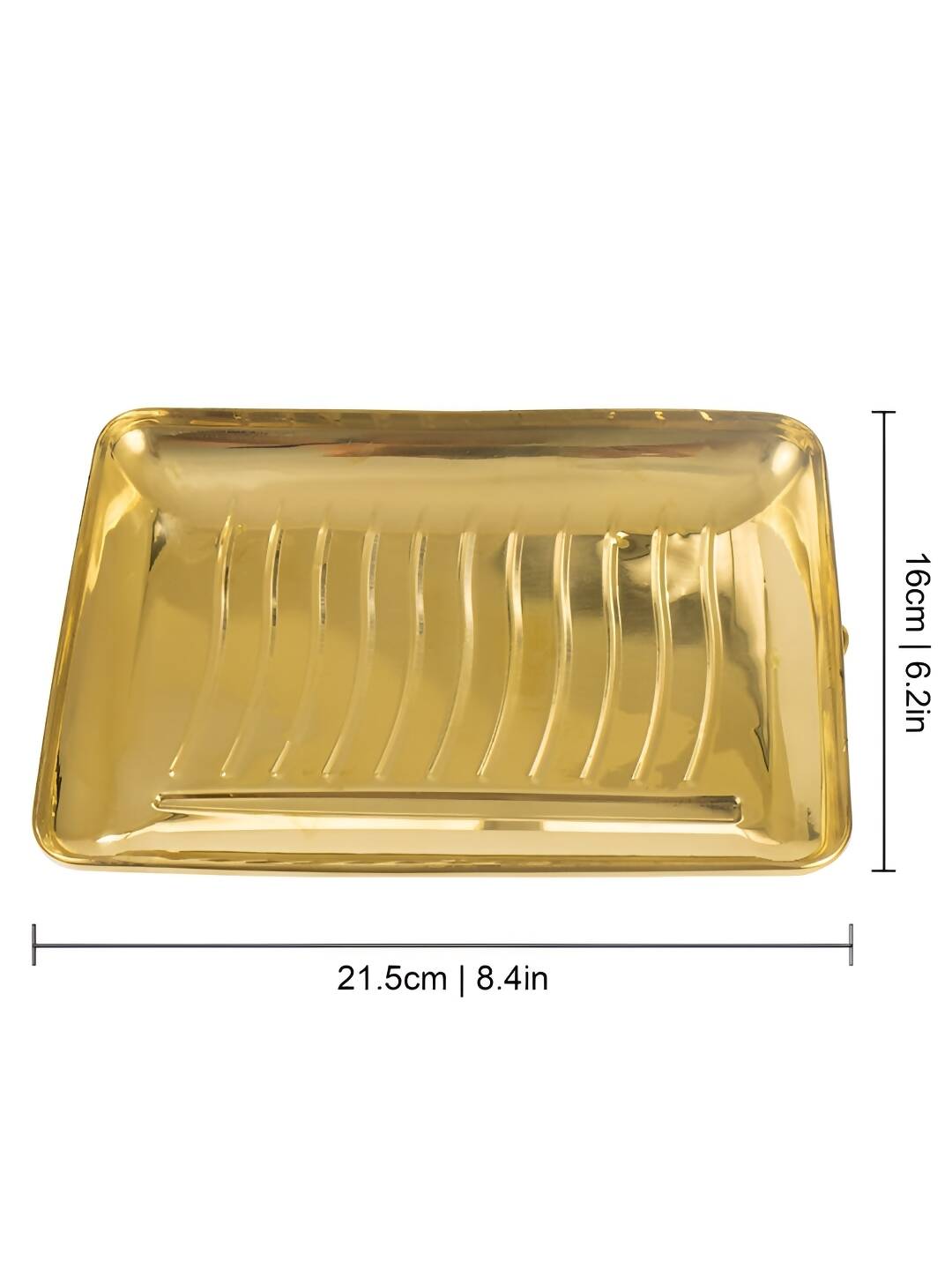 Spillbox Gold-Toned Brass Rectangular Lines Thali Pooja Essential | Grocsy