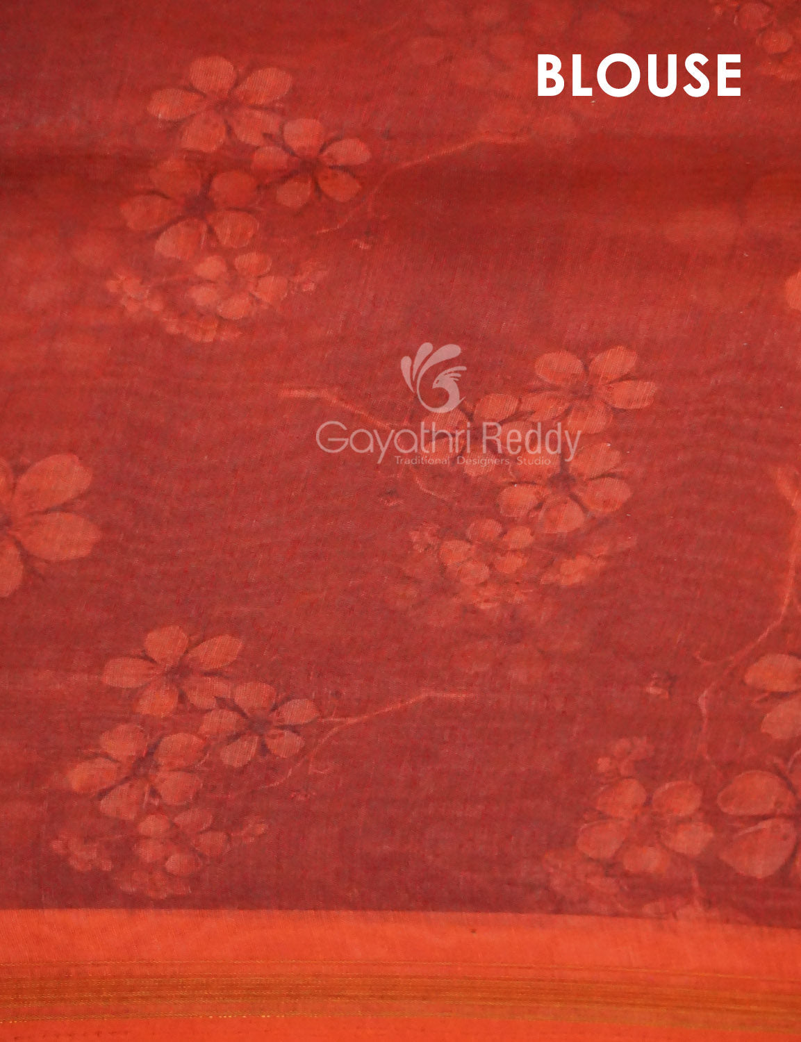 Shades of Light Orange Floral Print Semi Chanderi Saree By Gayathri Reddy Designer Studio | Grocsy