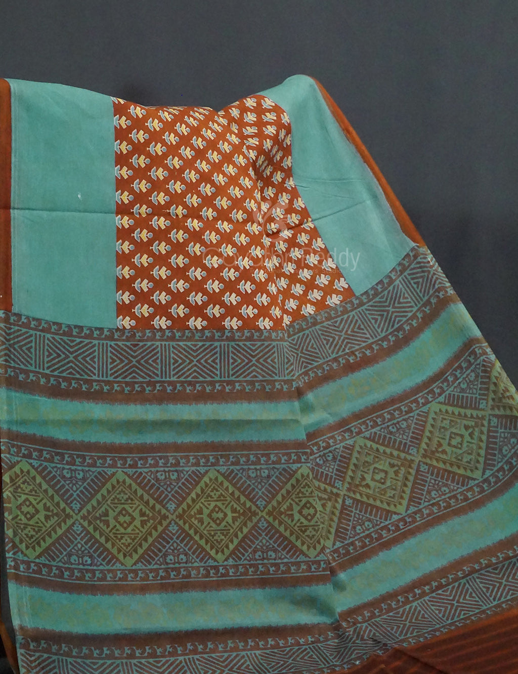 Chikoo Brown Block Print Pure Mulmul Cotton By Gayathri Reddy Designer Studio | Grocsy