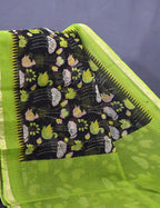 Black and Parrot Green Pichwau Design Pure Kota Cotton Saree By Gayathri Reddy Designer Studio | Grocsy