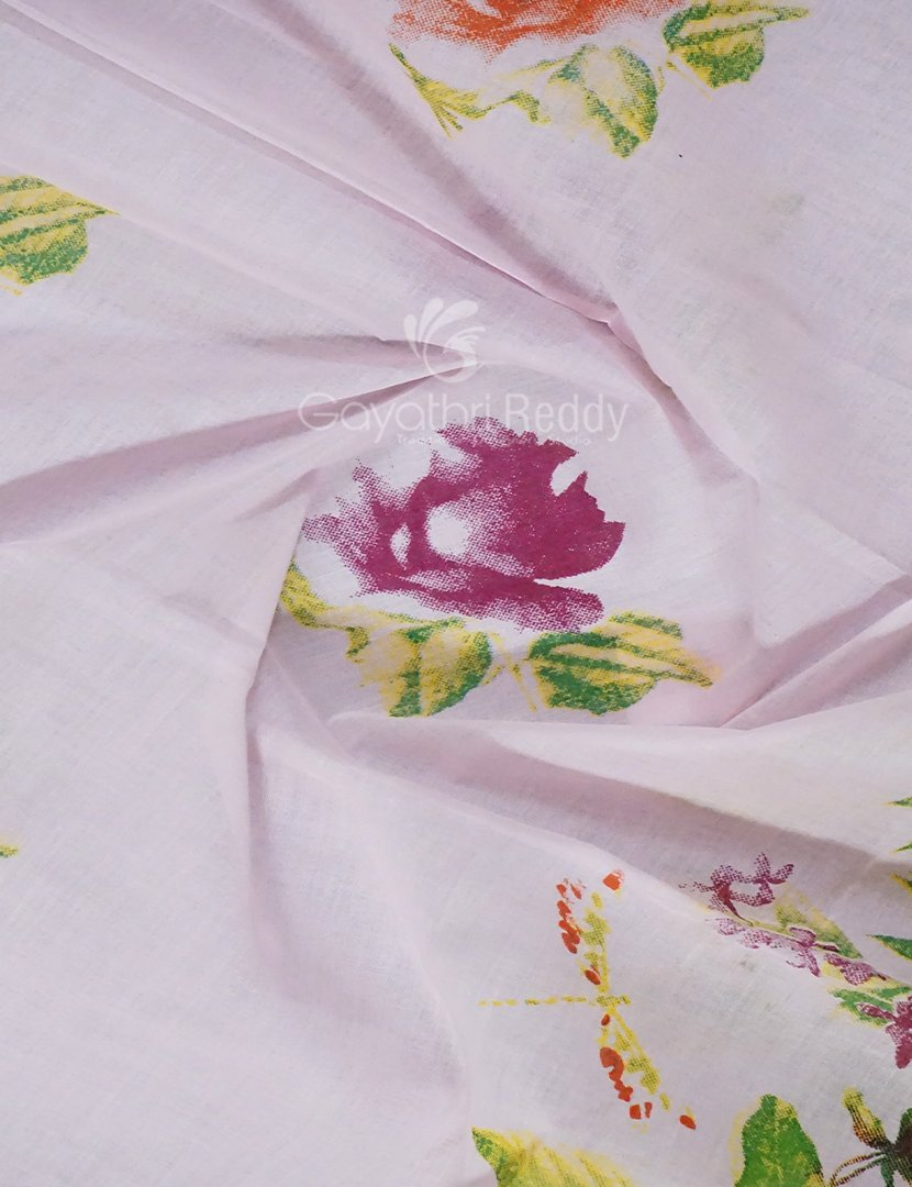 Block Print Baby Pink Coloured Mulmul Cotton Saree By Gayathri Reddy Designer Studio | Grocsy