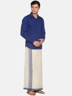 Sethukrishna Men Off White Traditional Kerala Double Mundu | Grocsy