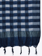 HERE&NOW Women Navy Blue Ethnic Motifs Printed Pure Cotton Kurta with Trousers & With Dupatta | Grocsy