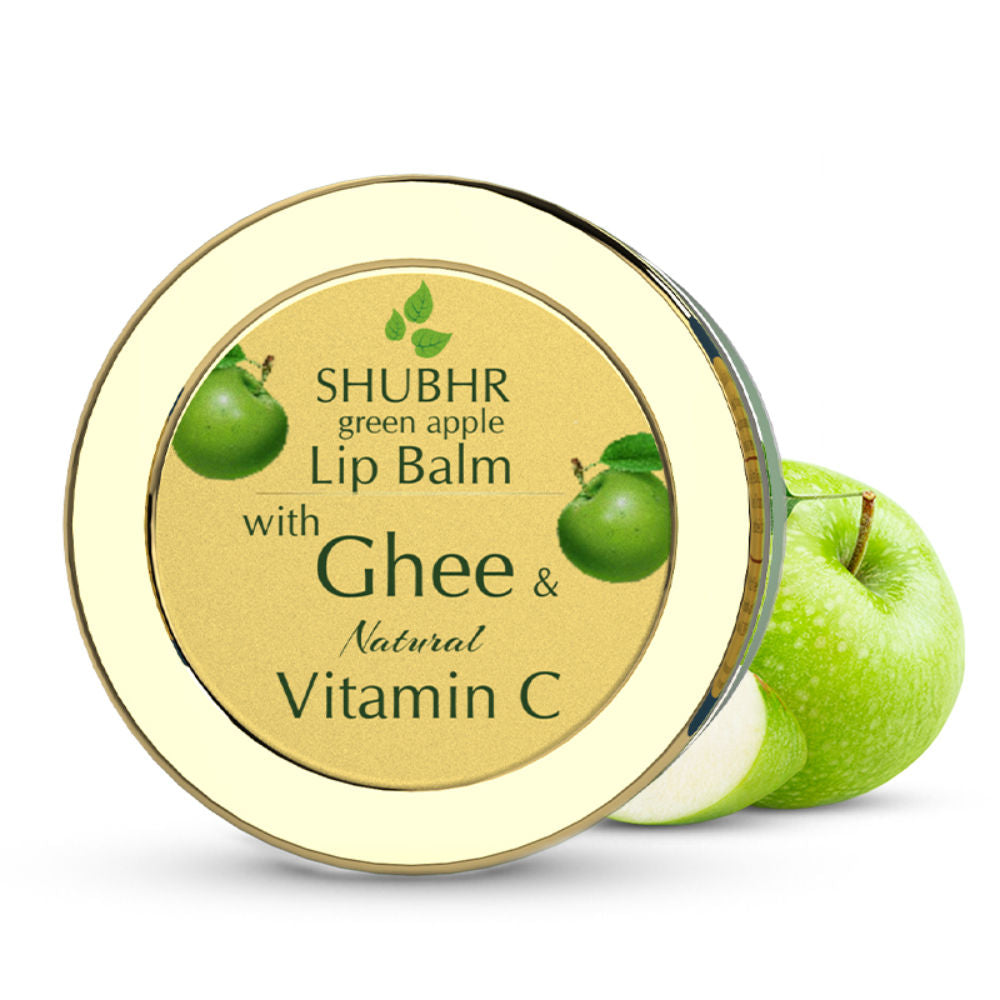 Blue Nectar Shubhr Green Apple Lip Balm with Ghee & Natural Vitamin C | Grocsy