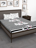 Story@home White & Black Cartoon Characters King Bedsheet with 2 Pillow Covers | Grocsy