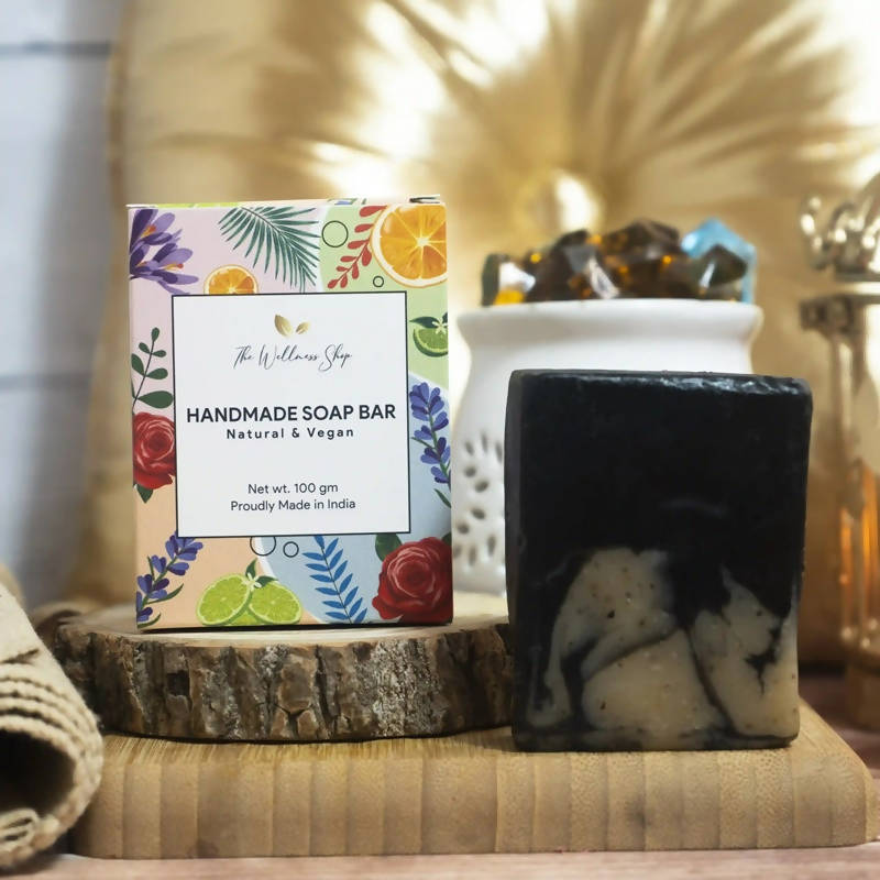 The Wellness Shop 100% Natural Charcoal & Green Tea Handmade Soap | Grocsy