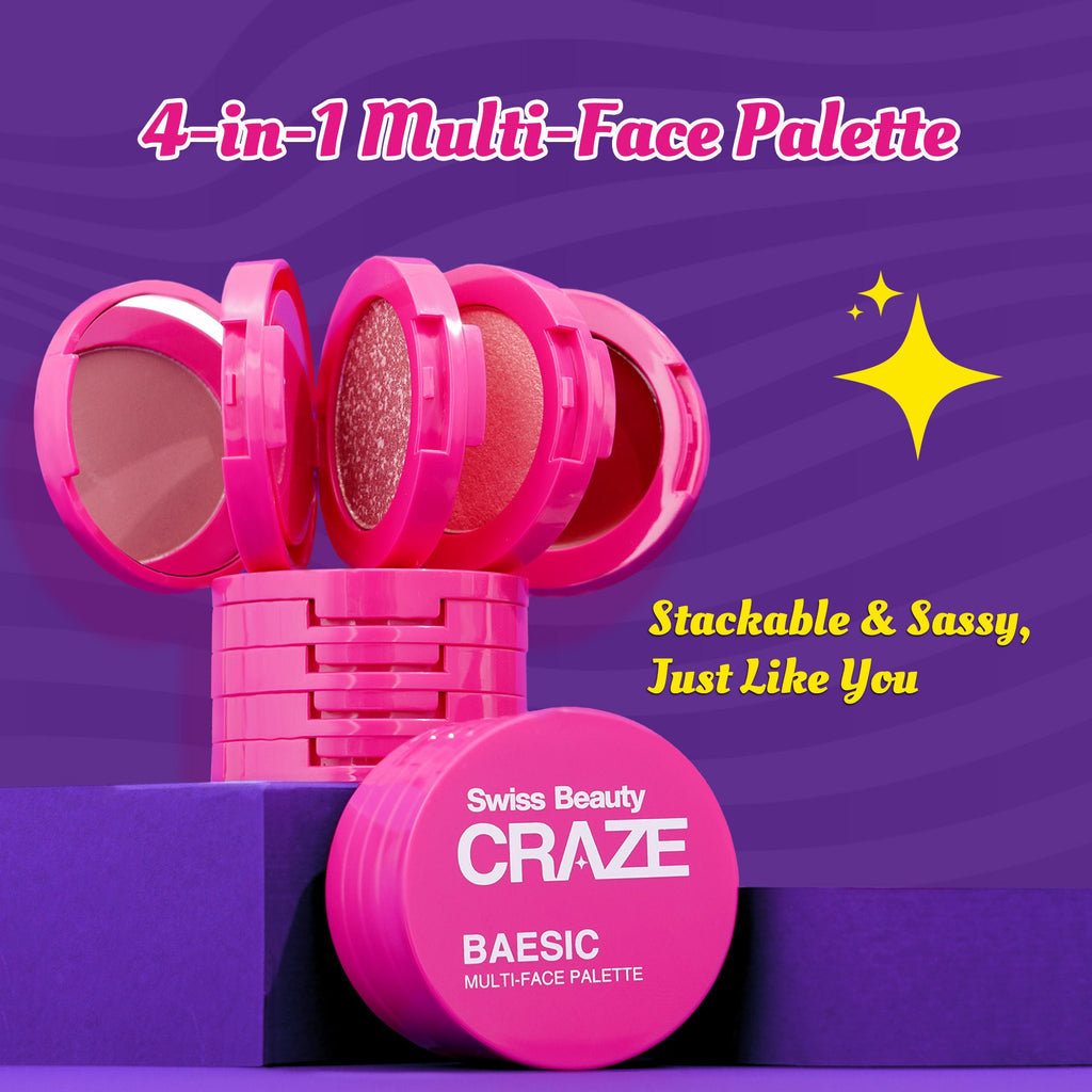 Swiss Beauty Craze Baesic Multi-Face Palette - 01 Delulu | Grocsy