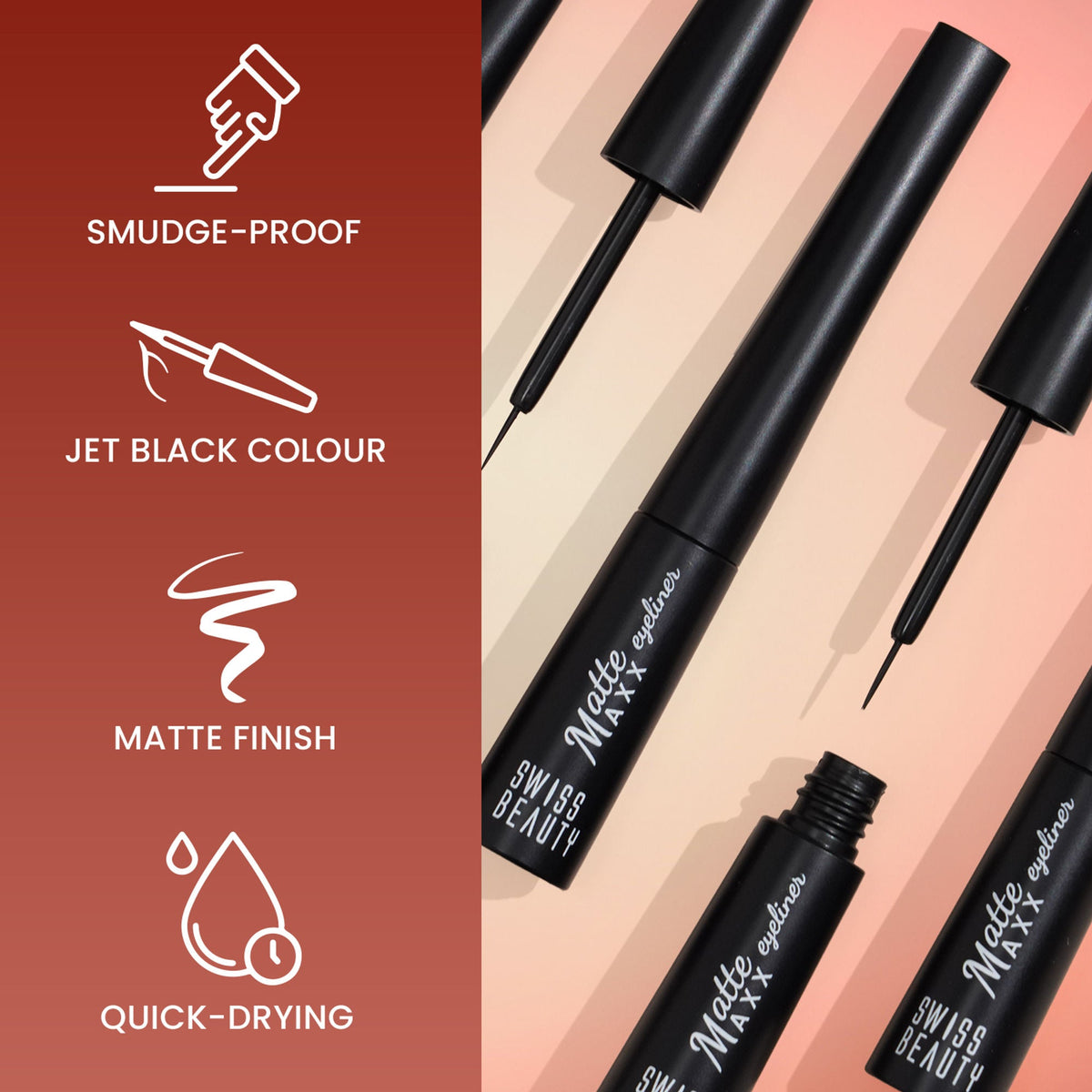 Swiss Beauty Matte Max Eyeliner Black | Grocsy