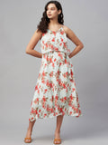 Myshka Women Multicolor Printed Sleeveless V Neck Dress | Grocsy