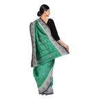 Exclusive Collection 100% Pure Cotton Green Tant Saree With Hand Weaving Work | Grocsy