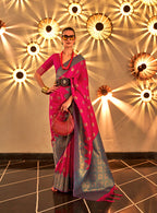 Monjolika Fashion Rani Pink Color Handloom Silk Classic Saree With Blouse | Grocsy