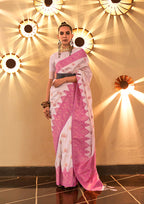 Monjolika Fashion White Color Handloom Silk Classic Saree With Blouse | Grocsy