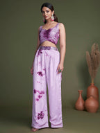 Myra Purple Koti Style Silk and Georgette Embroidered Palazo Suit | Grocsy