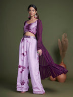 Myra Purple Koti Style Silk and Georgette Embroidered Palazo Suit | Grocsy
