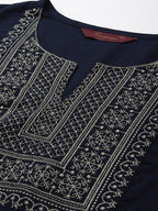 Sangria Women Ethnic Motifs Yoke Design Regular Pure Cotton Kurta with Trousers | Grocsy