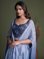 Myra Navy Koti Style Silk and Georgette Embroidered Palazo Suit | Grocsy
