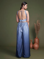 Myra Navy Koti Style Silk and Georgette Embroidered Palazo Suit | Grocsy