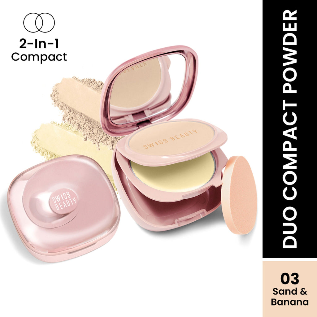 Swiss Beauty Matte & Set Duo Lightweight Compact Powder - 03 Sand and Banana | Grocsy