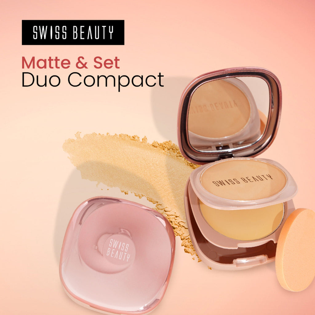 Swiss Beauty Matte & Set Duo Lightweight Compact Powder - 03 Sand and Banana | Grocsy