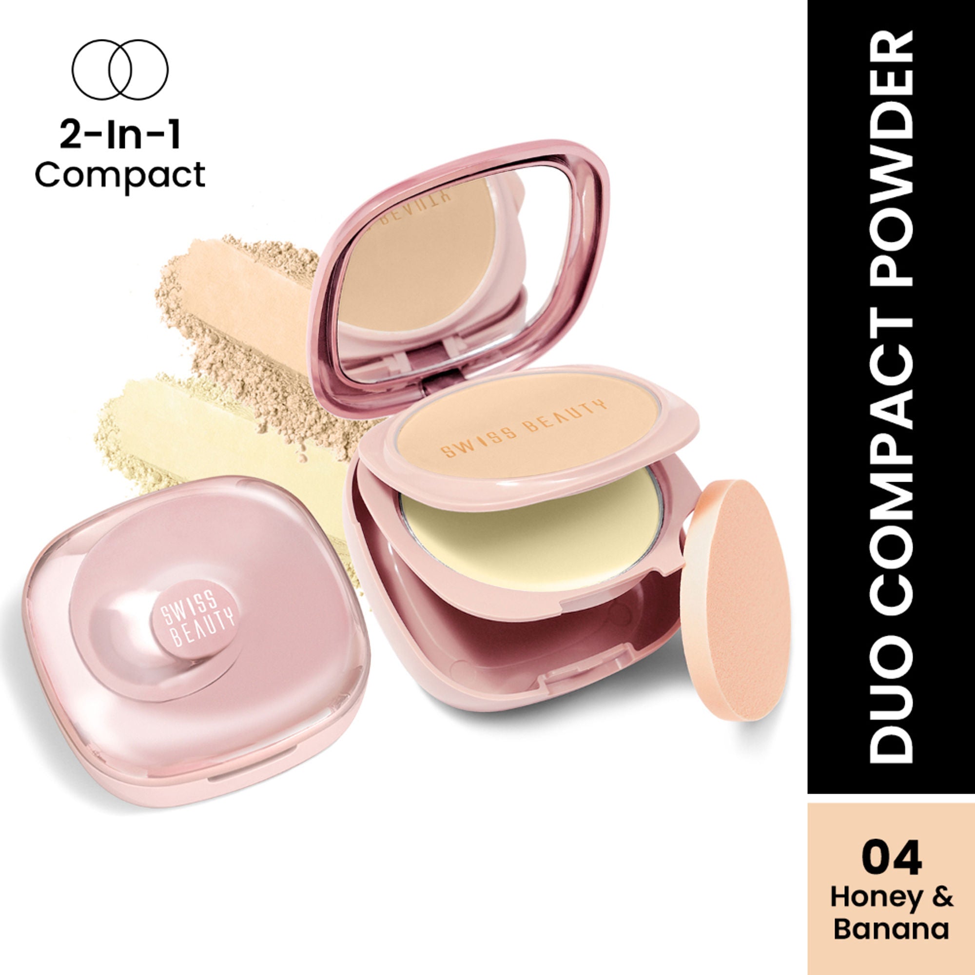 Swiss Beauty Matte & Set Duo Lightweight Compact Powder - 04 Honey and Banana | Grocsy