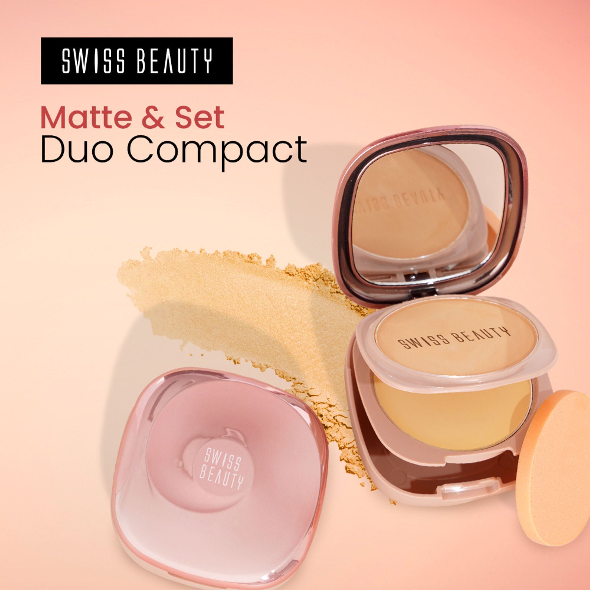 Swiss Beauty Matte & Set Duo Lightweight Compact Powder - 04 Honey and Banana | Grocsy