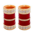 Tehzeeb Creations Bridal Bangle Set Wedding Punjabi Chuda Designer Chura CZ Stone Maroon Color Choora For Women | Grocsy
