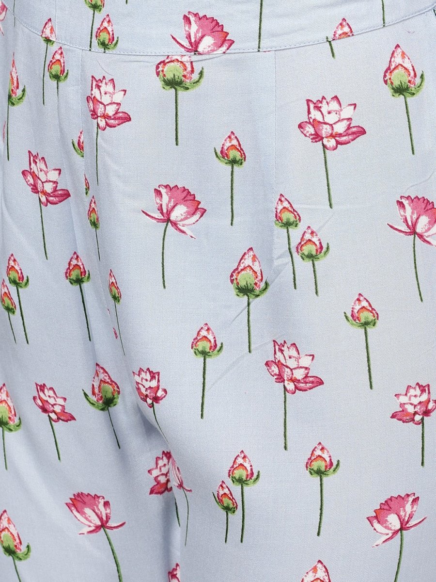 Aks Floral Printed Regular Kurta With Sharara | Grocsy