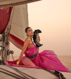 Monjolika Fashion Pink Color Satin Pastel Handloom Weaving Saree | Grocsy