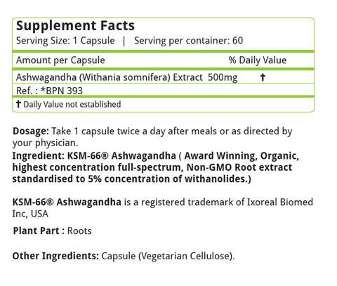 Nature's Velvet KSM - 66 Ashwagandha Capsule | Grocsy