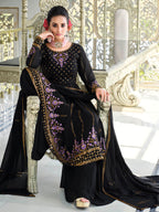 Myra Dark Blue Real Georgette Gharara Suit | Grocsy