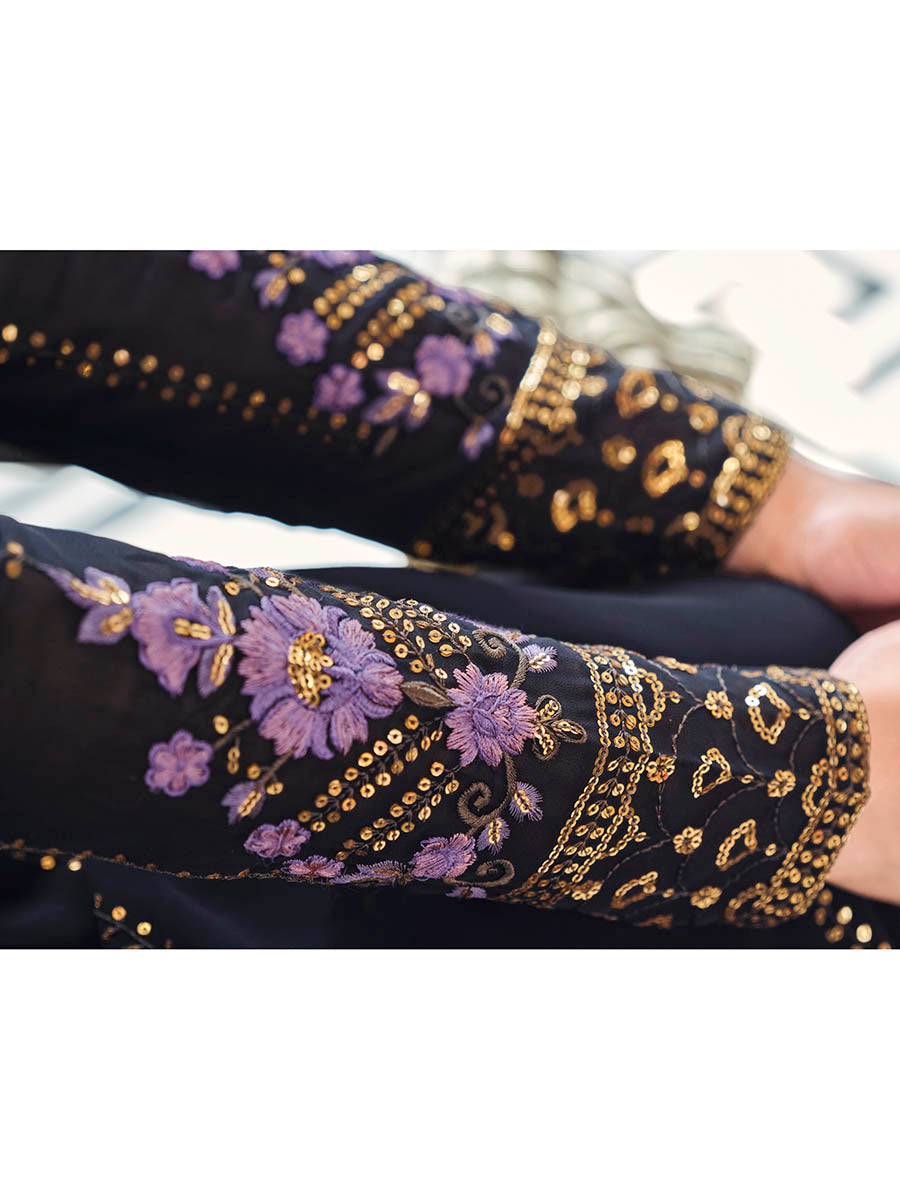 Myra Dark Blue Real Georgette Gharara Suit | Grocsy