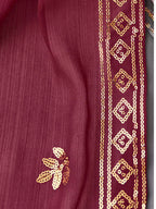 Myra Grey and Wine Real Georgette Gharara Suit | Grocsy
