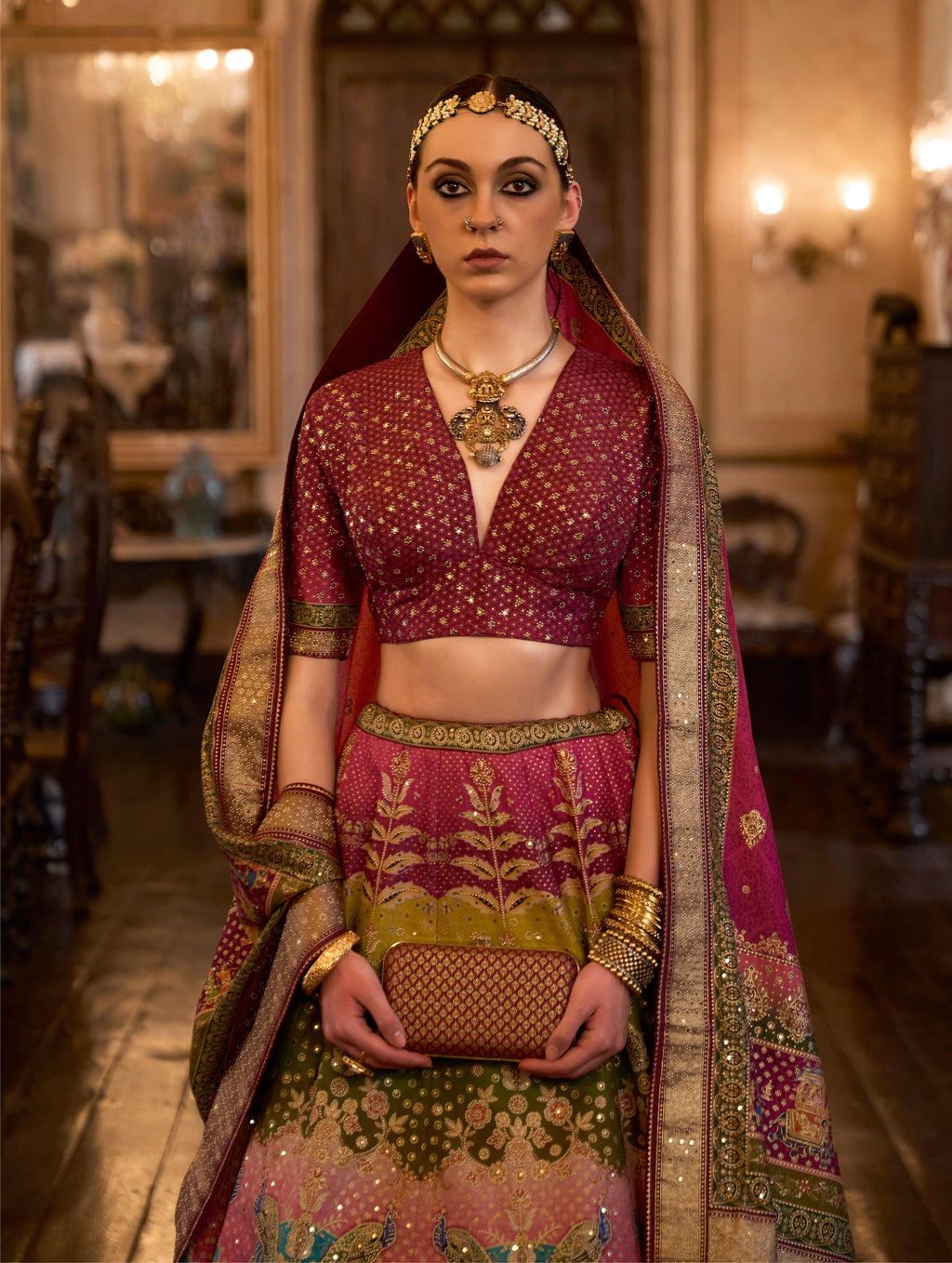 Monjolika Fashion Sequins Pink Colour Rajwadi Silk Readymade Lehenga Choli | Grocsy