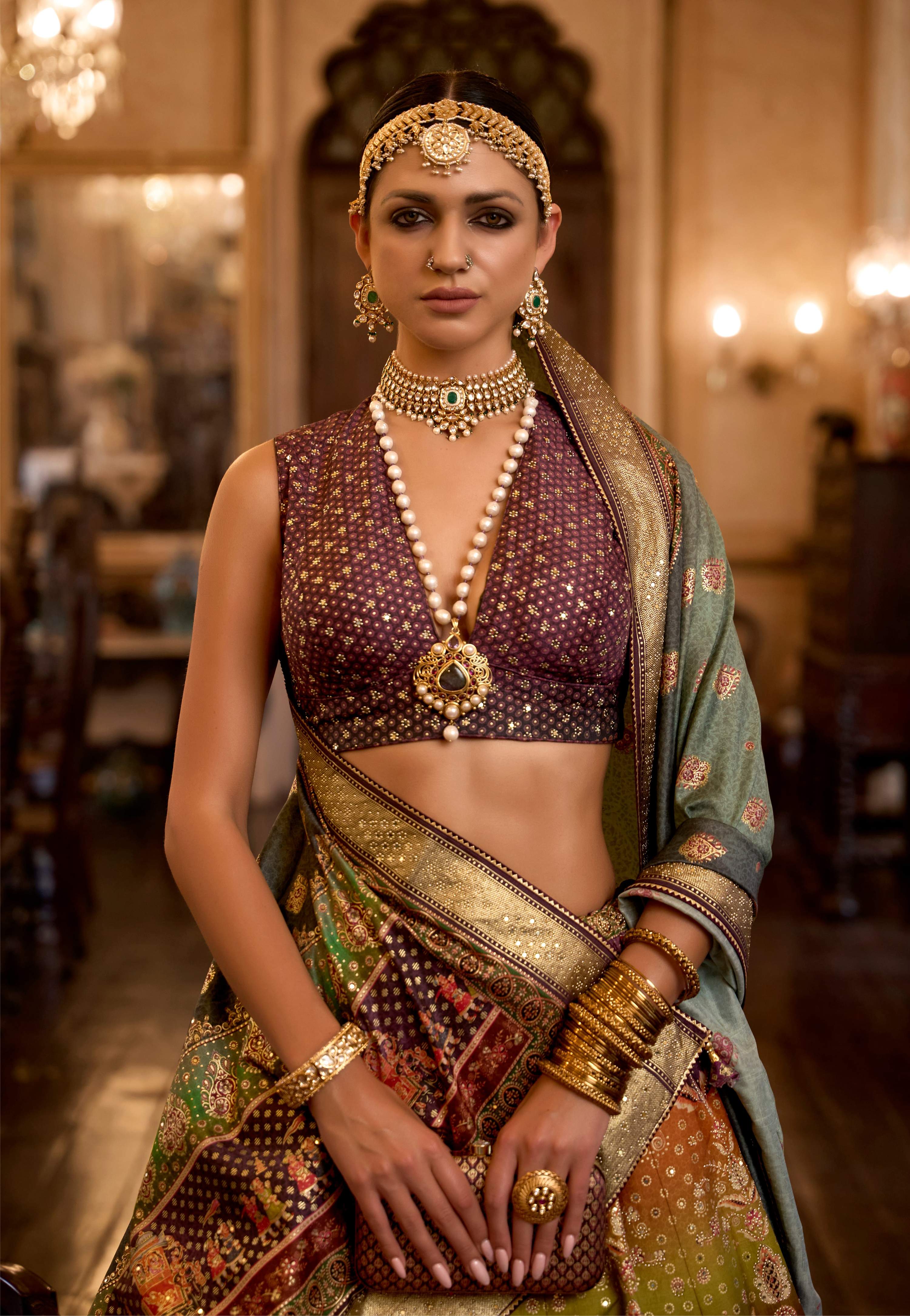 Monjolika Fashion Sequins Wine Colour Rajwadi Silk Readymade Lehenga Choli | Grocsy