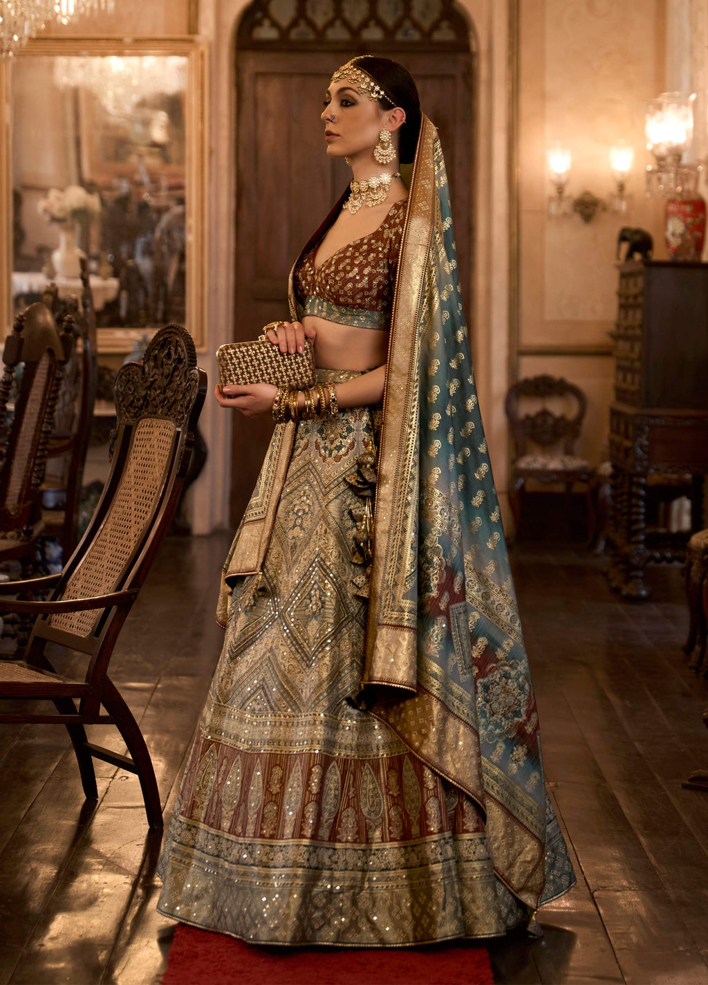 Monjolika Fashion Sequins Beige Colour Rajwadi Silk Readymade Lehenga Choli | Grocsy