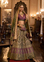 Monjolika Fashion Sequins Green Colour Rajwadi Silk Readymade Lehenga Choli | Grocsy