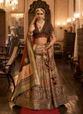 Monjolika Fashion Sequins Peach Colour Rajwadi Silk Readymade Lehenga Choli | Grocsy
