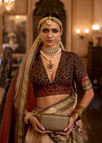 Monjolika Fashion Sequins Peach Colour Rajwadi Silk Readymade Lehenga Choli | Grocsy