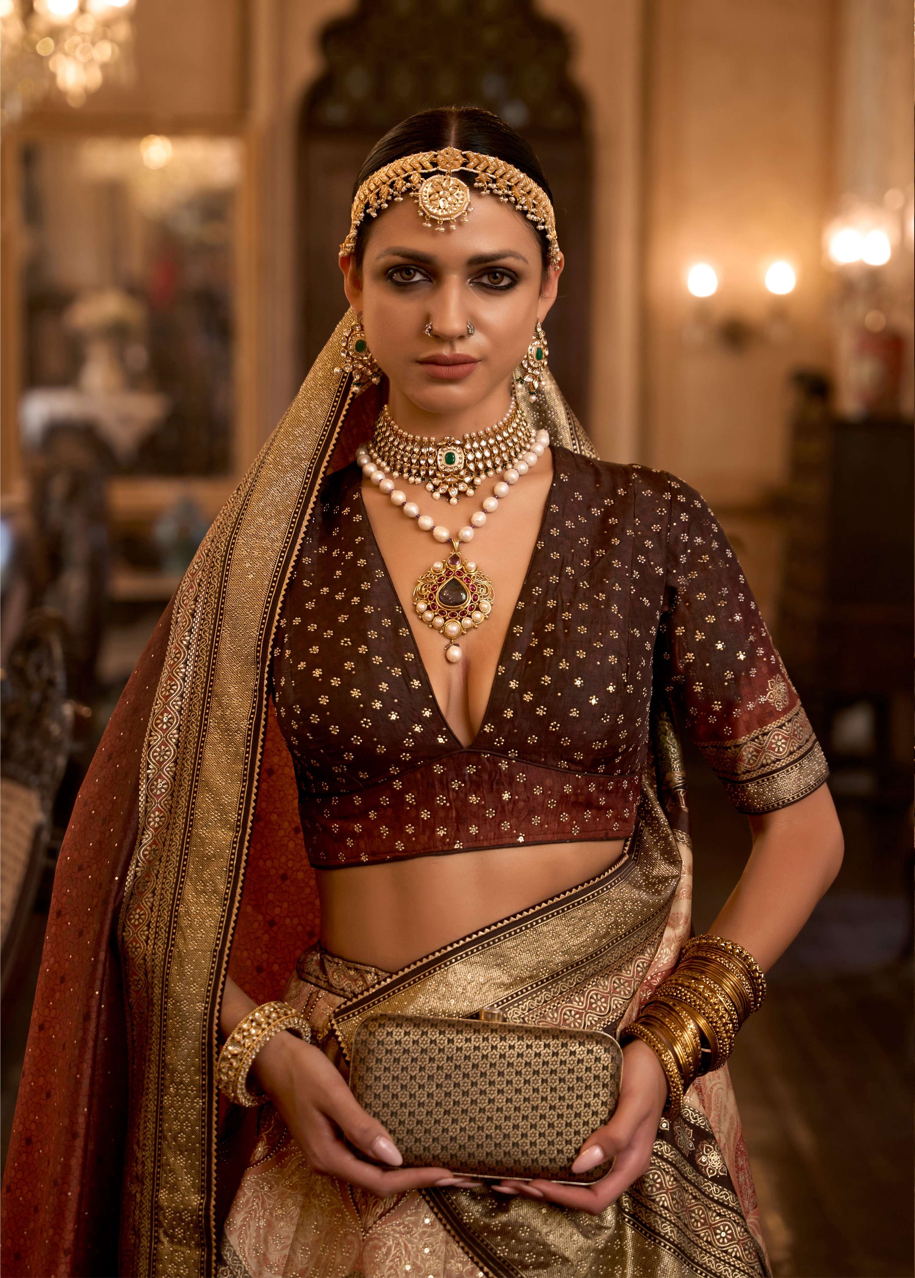 Monjolika Fashion Sequins Peach Colour Rajwadi Silk Readymade Lehenga Choli | Grocsy