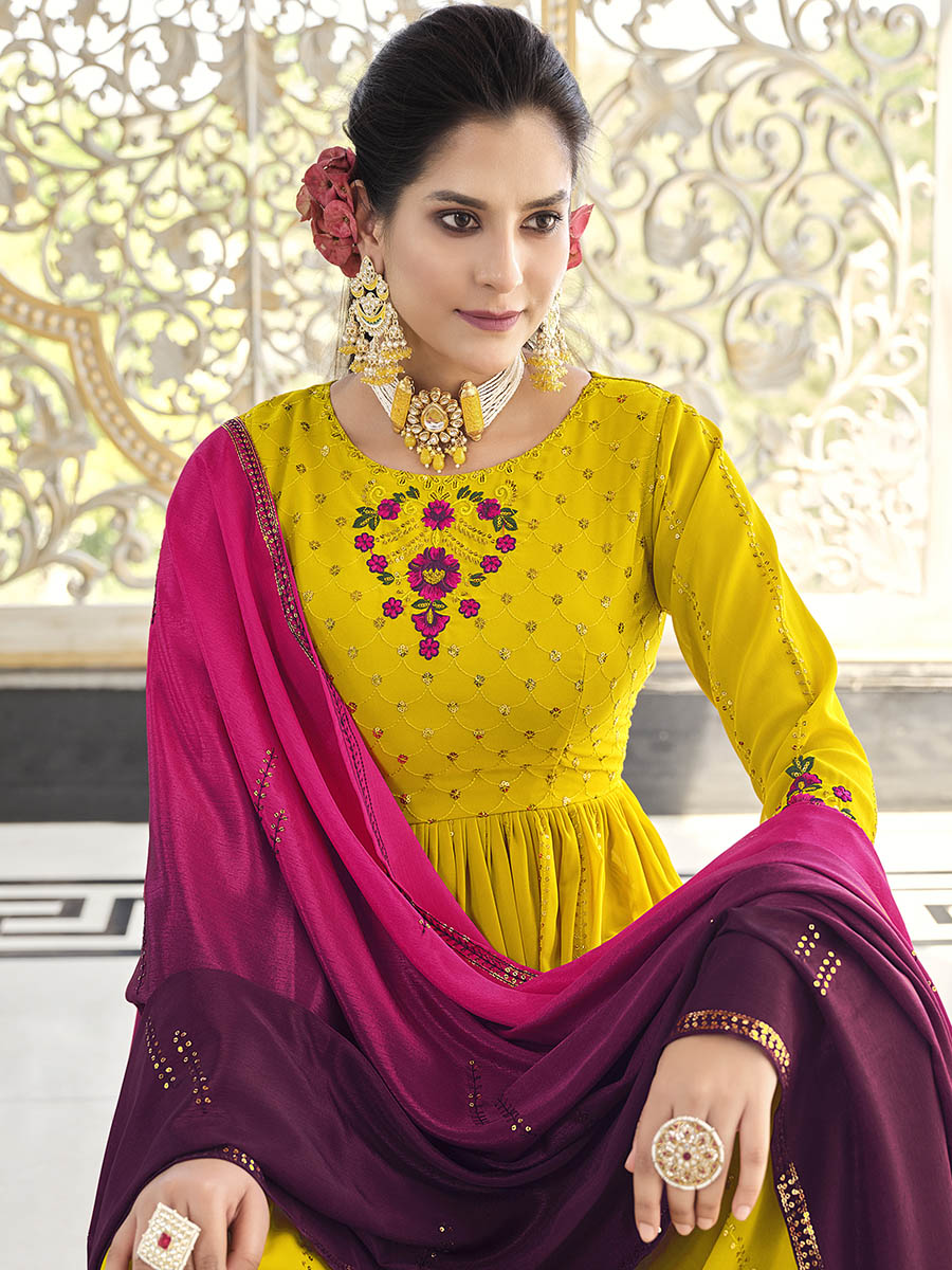 Myra Florenece Green and Rani Real Georgette Gharara Suit | Grocsy